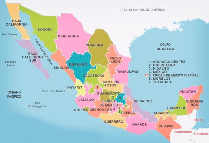 Mapa Division Politica Mexico